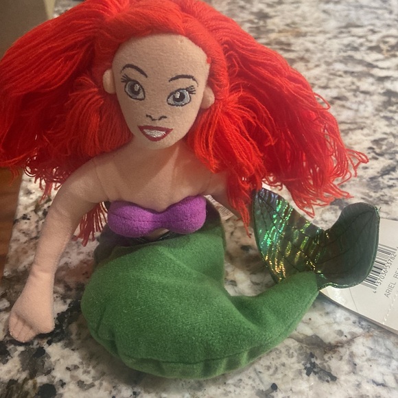 Vtg Disney Store Exclusive The Little Mermaid Ariel 7" Bean Bag Plush - Picture 7 of 9